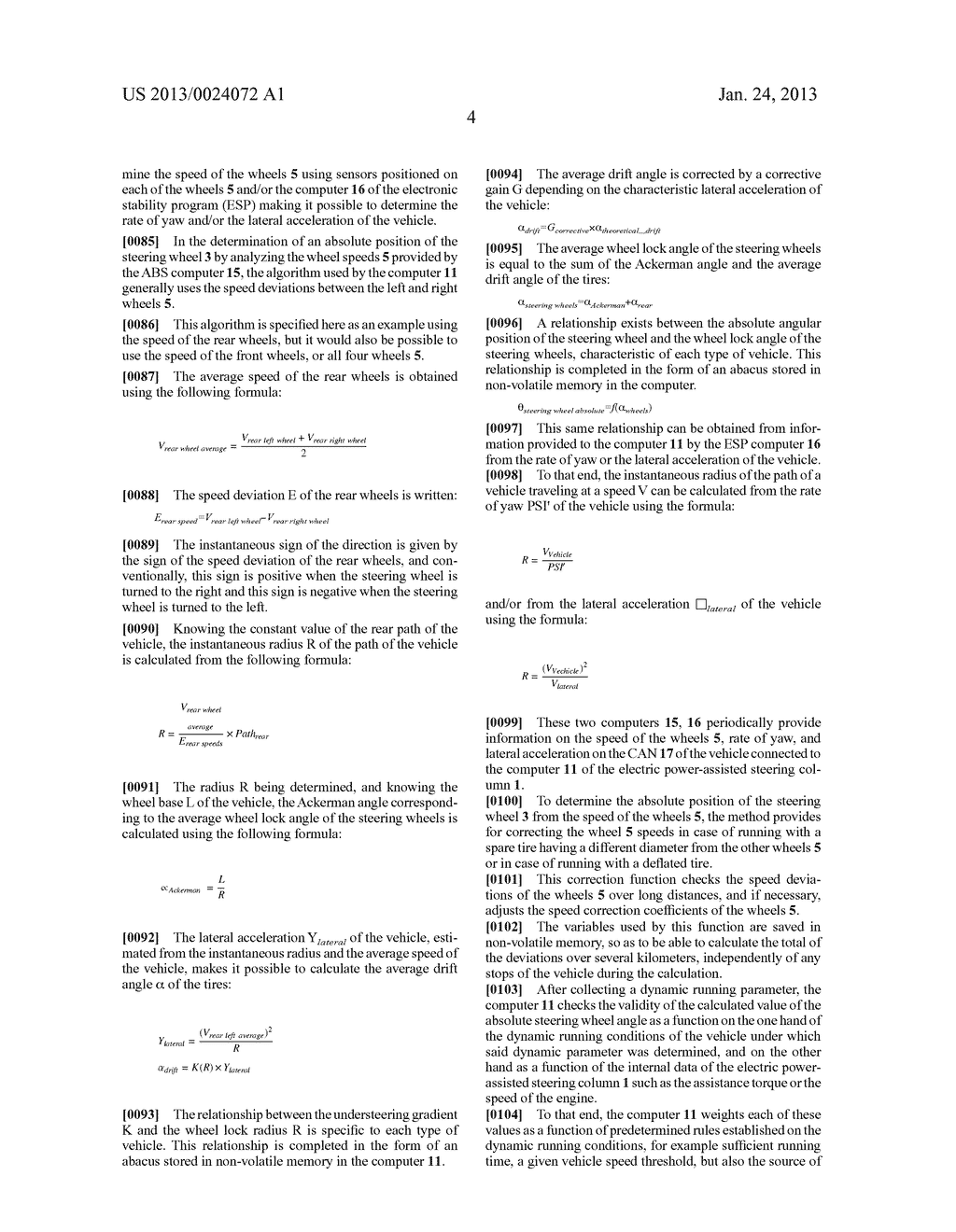 DEVICE FOR DETERMINING THE ABSOLUTE ANGULAR POSITION OF THE STEERING WHEEL     OF AN ELECTRIC POWER-ASSISTED STEERING COLUMN OF A MOTOR VEHICLE USING     WEIGHTED DYNAMIC PARAMETERS OF THE VEHICLE - diagram, schematic, and image 06