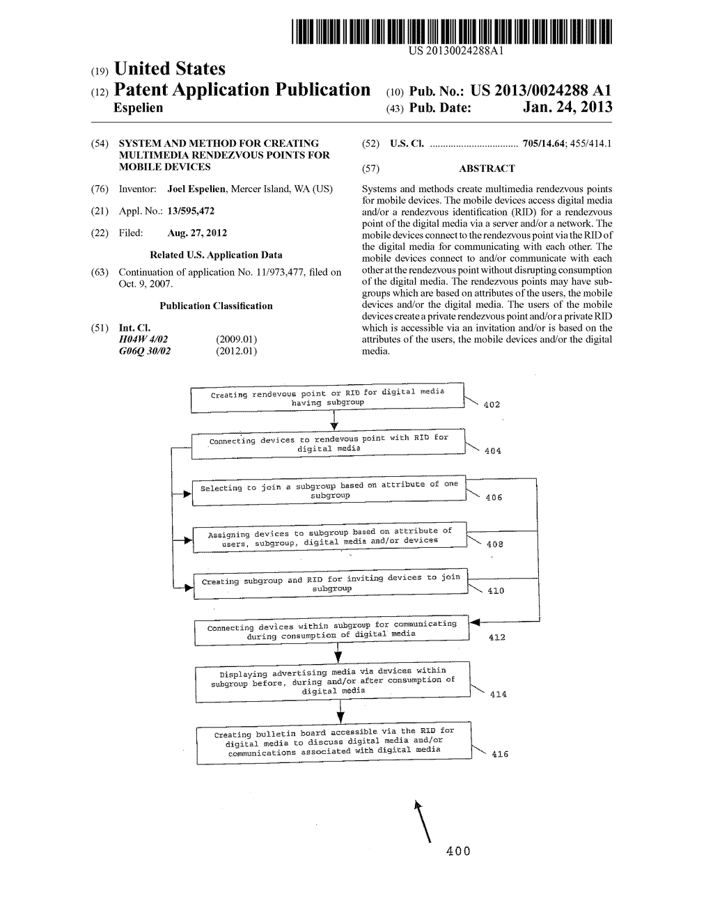 SYSTEM AND METHOD FOR CREATING MULTIMEDIA RENDEZVOUS POINTS FOR MOBILE     DEVICES - diagram, schematic, and image 01