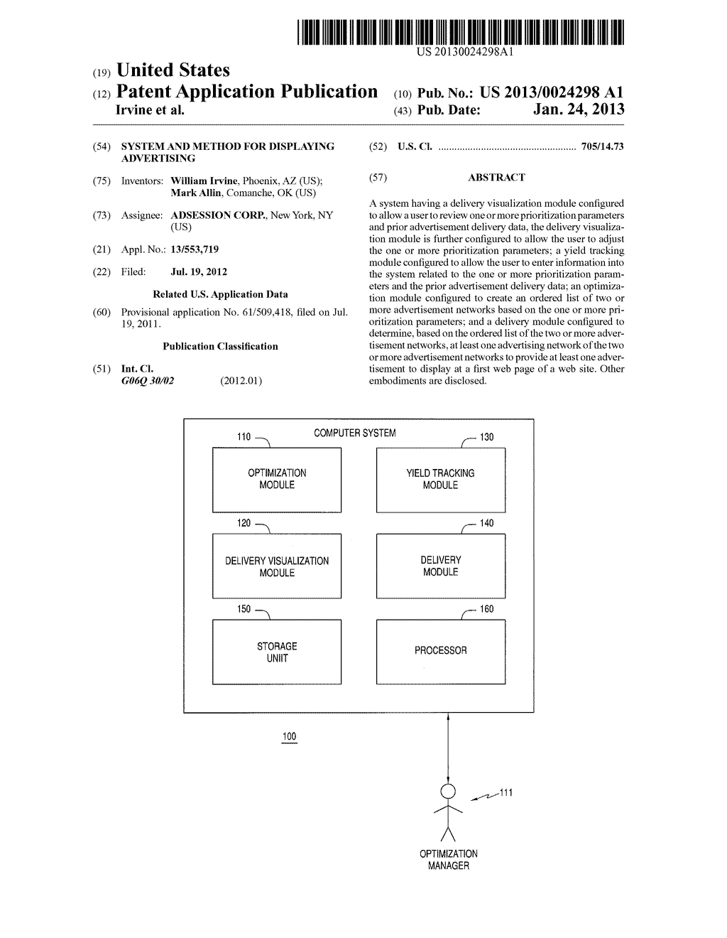 SYSTEM AND METHOD FOR DISPLAYING ADVERTISING - diagram, schematic, and image 01