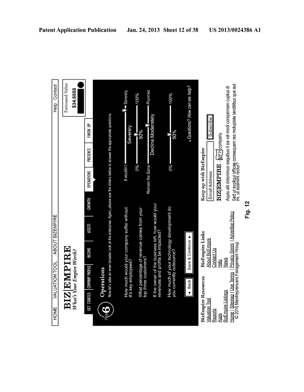 ENGINE, SYSTEM AND METHOD OF PROVIDING BUSINESS VALUATION AND DATABASE     SERVICES USING ALTERNATIVE PAYMENT ARRANGMENTS - diagram, schematic, and image 13