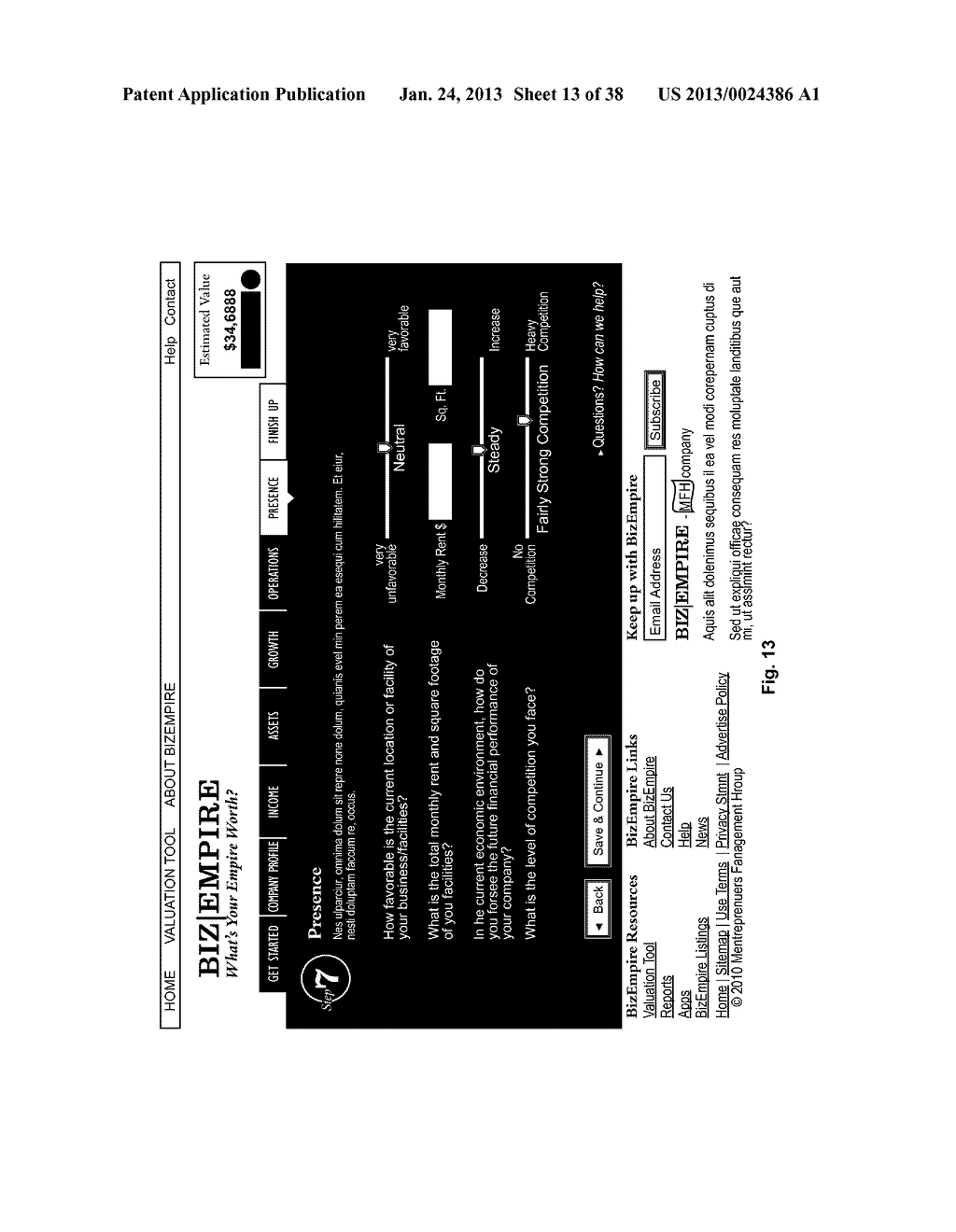 ENGINE, SYSTEM AND METHOD OF PROVIDING BUSINESS VALUATION AND DATABASE     SERVICES USING ALTERNATIVE PAYMENT ARRANGMENTS - diagram, schematic, and image 14