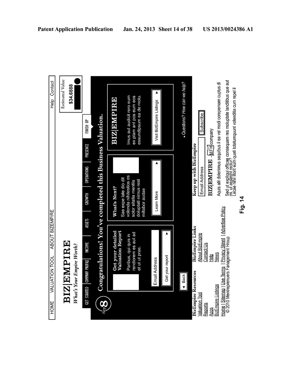 ENGINE, SYSTEM AND METHOD OF PROVIDING BUSINESS VALUATION AND DATABASE     SERVICES USING ALTERNATIVE PAYMENT ARRANGMENTS - diagram, schematic, and image 15