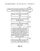 COMPUTER IMPLEMENTED METHODS AND APPARATUS FOR PRESENTATION OF FEED ITEMS     IN AN INFORMATION FEED TO BE DISPLAYED ON A DISPLAY DEVICE diagram and image