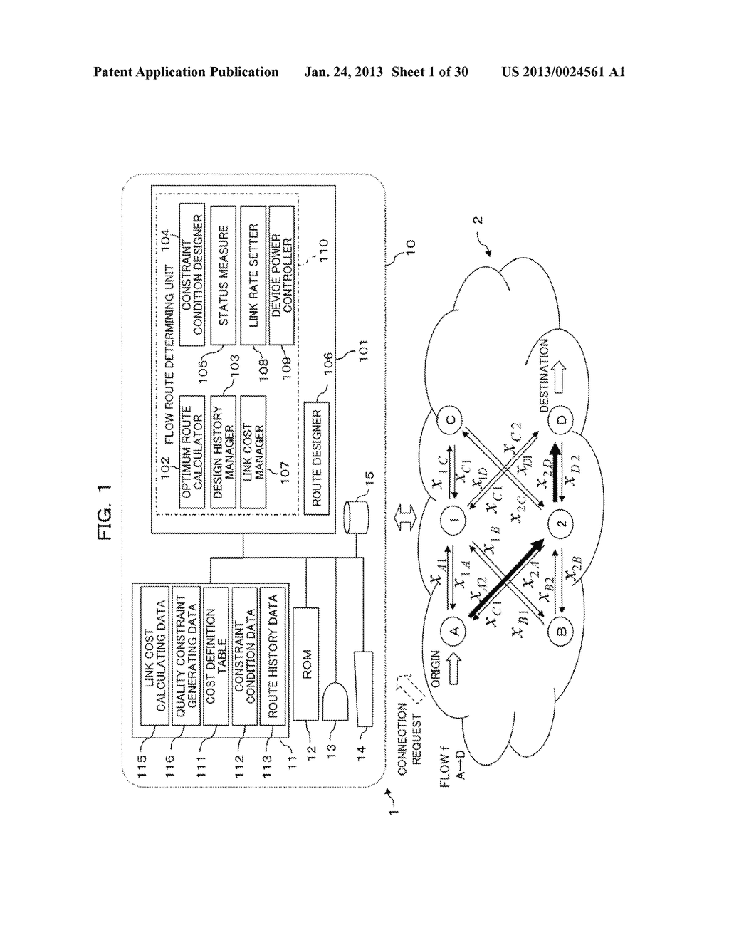 APPARATUS AND METHOD FOR DETERMINING ROUTE, COMPUTER-READABLE RECORDING     MEDIUM HAVING STORED THEREIN MANAGEMENT PROGRAM, AND MANAGEMENT DEVICE - diagram, schematic, and image 02