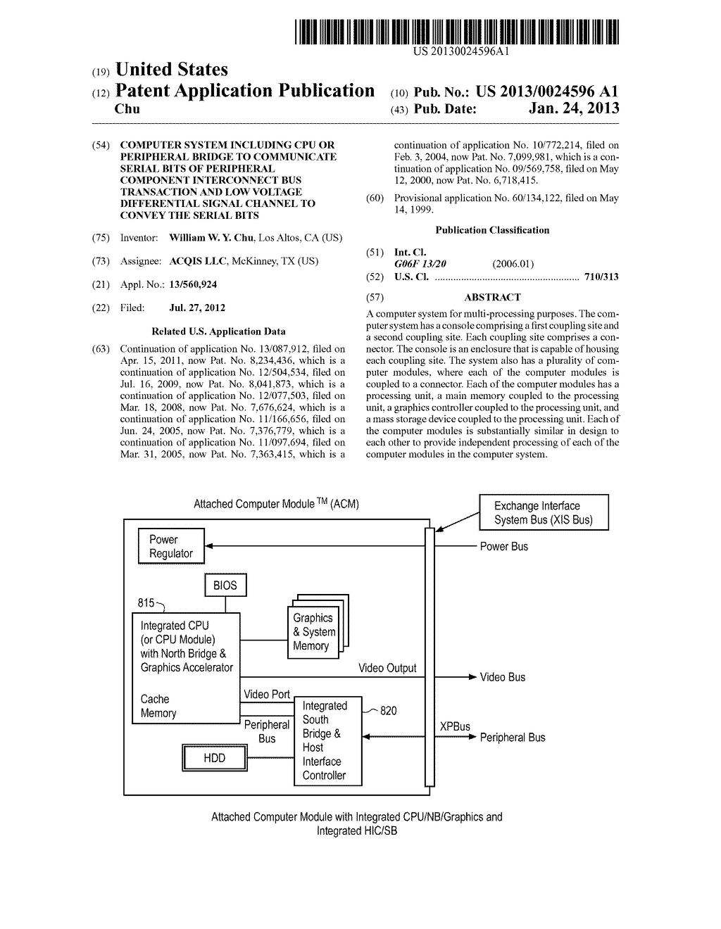 Computer System Including CPU or Peripheral Bridge to Communicate Serial     Bits of Peripheral Component Interconnect Bus Transaction and Low Voltage     Differential Signal Channel to Convey the Serial Bits - diagram, schematic, and image 01