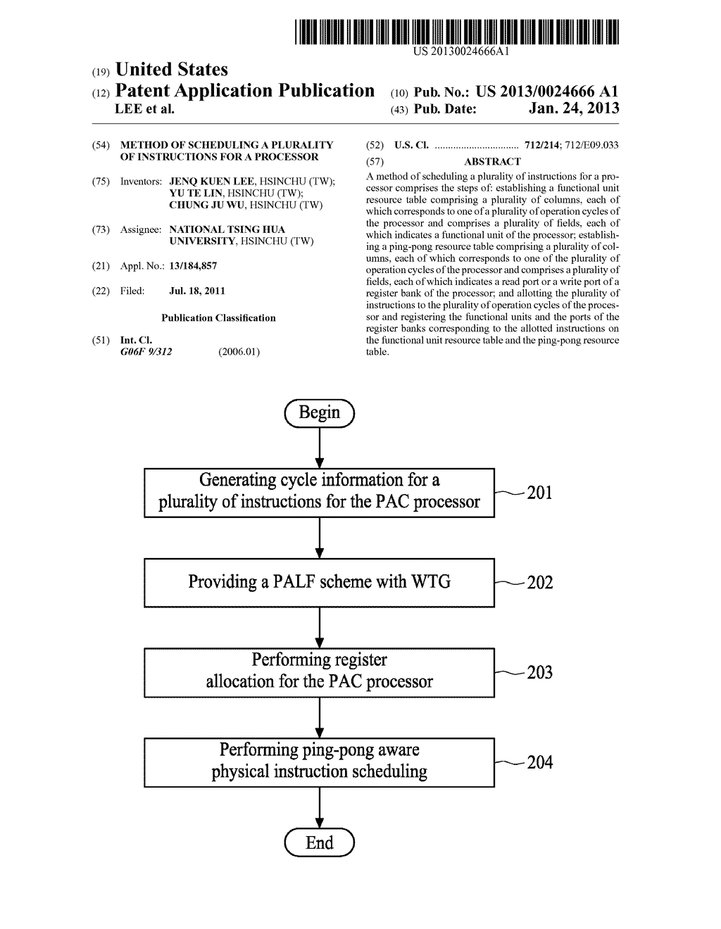 METHOD OF SCHEDULING A PLURALITY OF INSTRUCTIONS FOR A PROCESSOR - diagram, schematic, and image 01