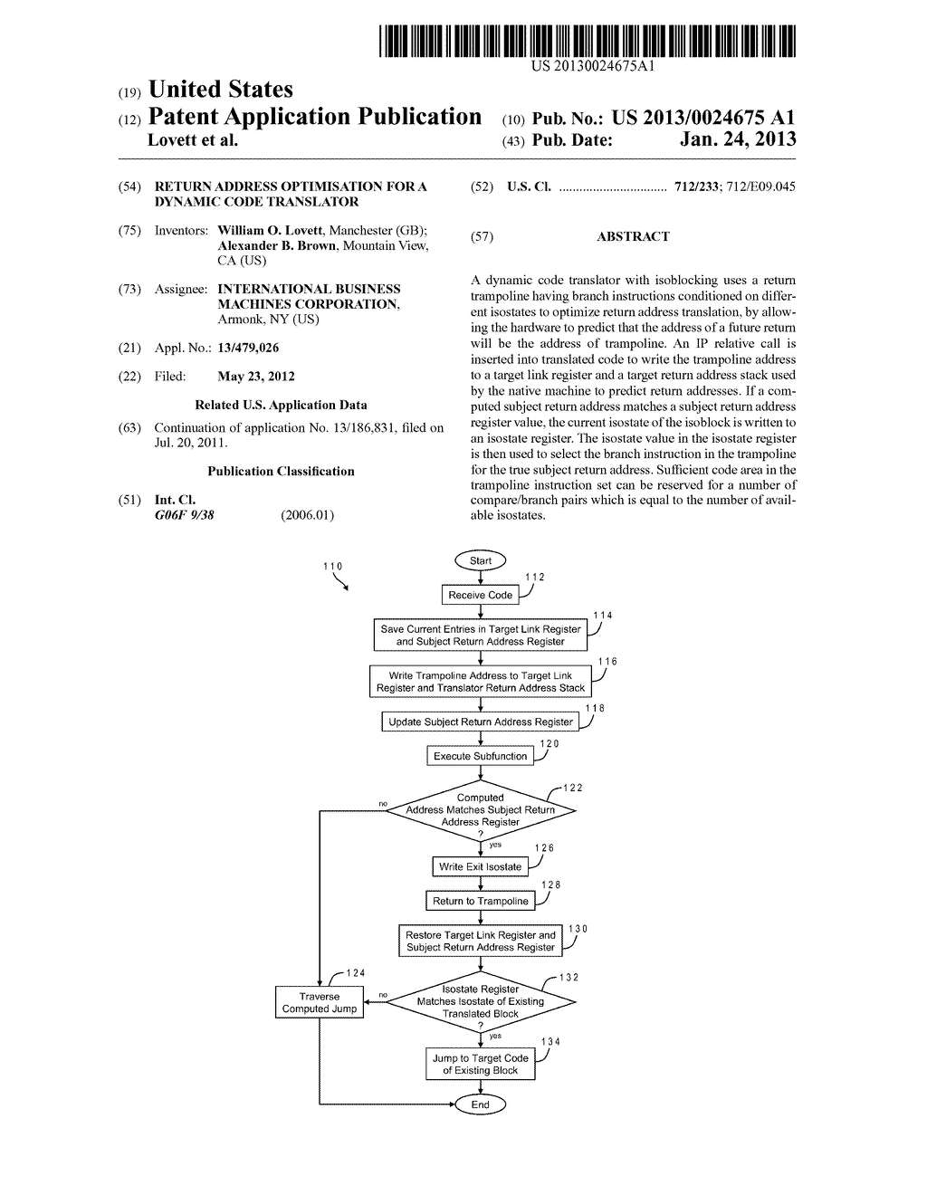 RETURN ADDRESS OPTIMISATION FOR A DYNAMIC CODE TRANSLATOR - diagram, schematic, and image 01