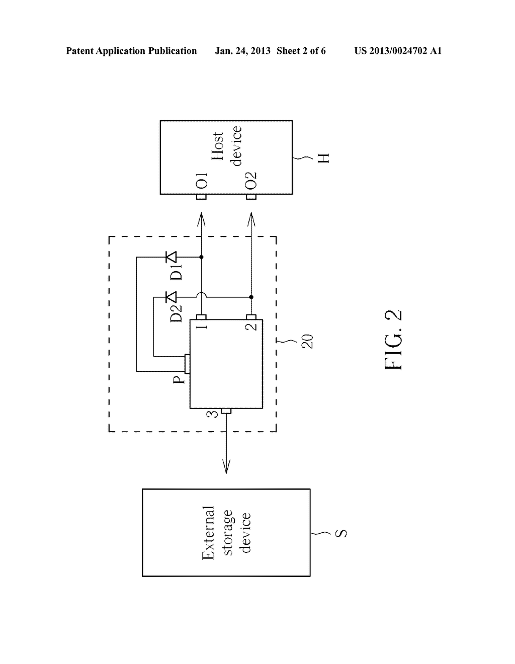 CONNECTING MODULE FOR COUPLING OUTPUT ENDS OF A HOST DEVICE TO AN EXTERNAL     STORAGE DEVICE AND METHOD THEREOF - diagram, schematic, and image 03