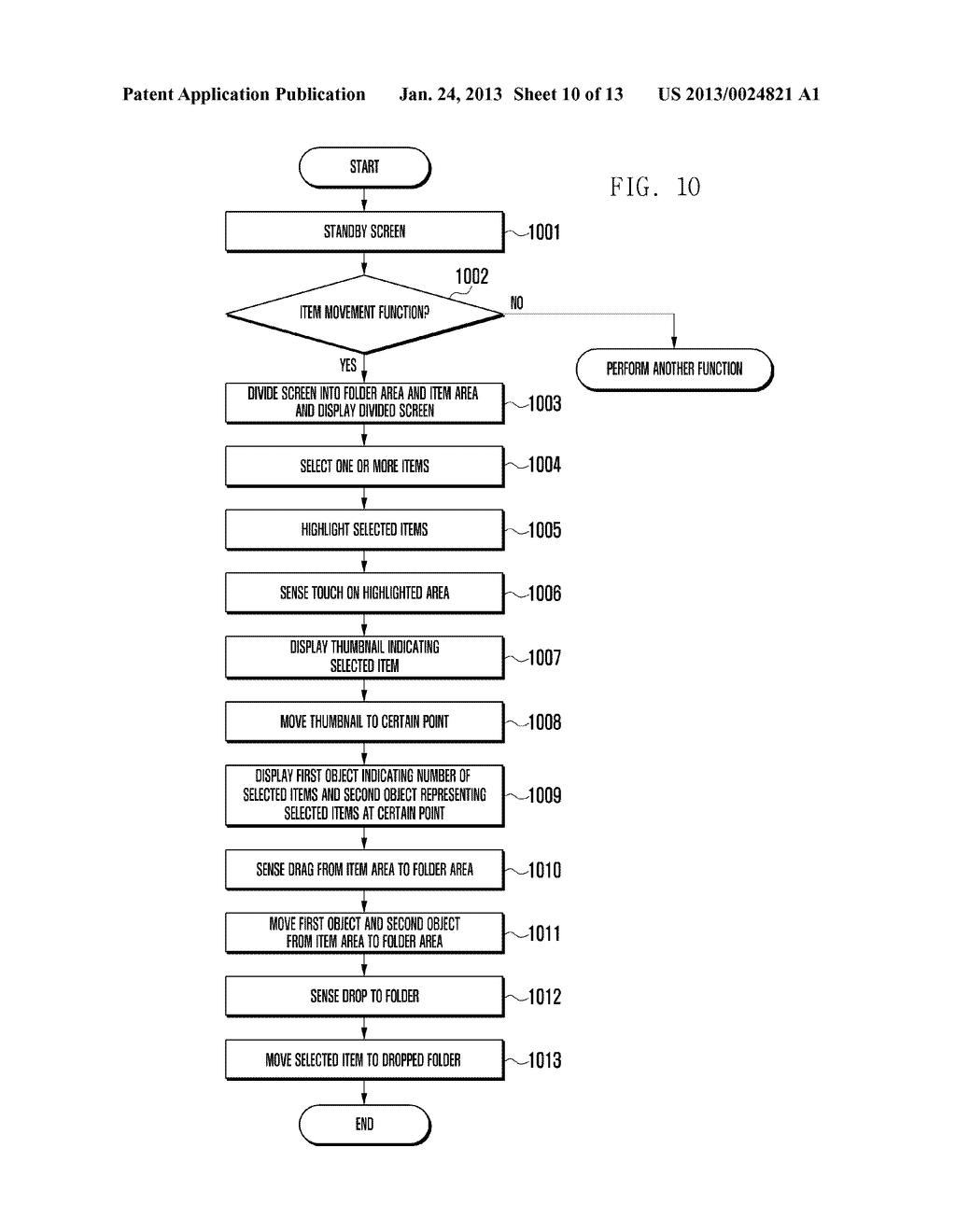 METHOD AND APPARATUS FOR MOVING ITEMS USING TOUCHSCREEN - diagram, schematic, and image 11