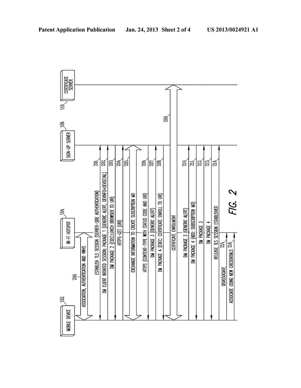 SECURE ON-LINE SIGN-UP AND PROVISIONING FOR WI-FI HOTSPOTS USING A     DEVICE-MANAGEMENT PROTOCOL - diagram, schematic, and image 03