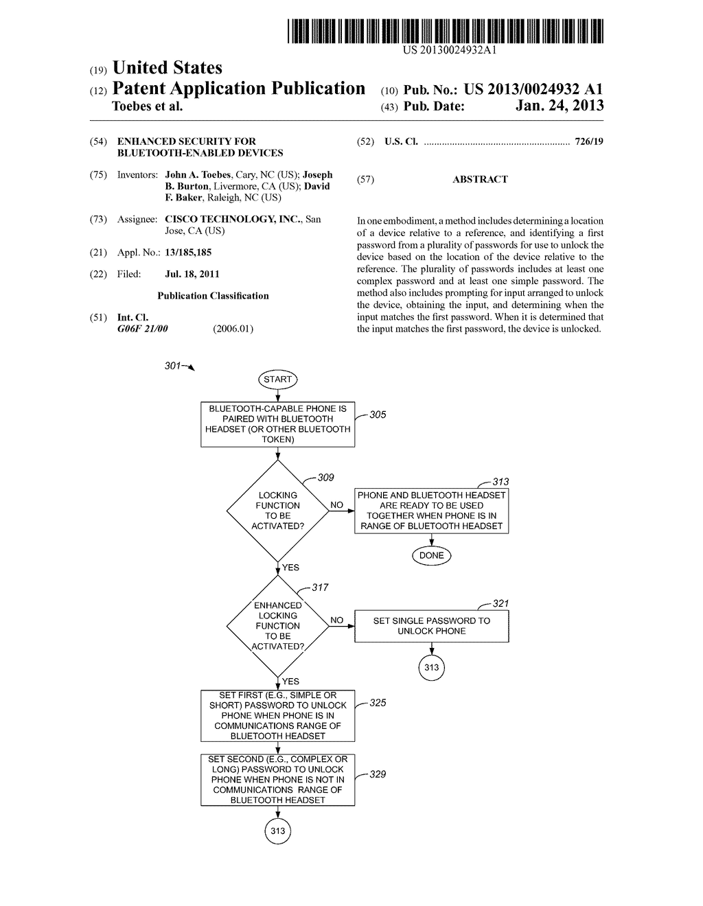 ENHANCED SECURITY FOR BLUETOOTH-ENABLED DEVICES - diagram, schematic, and image 01