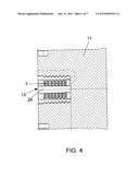 DEVICE FOR APPLICATION TO METAL MATERIAL EXTRUDING PRESS ASSEMBLIES FOR     QUICKLY REPLACING A HEEL ELEMENT AND/OR A SLOTTED TIE-ROD ELEMENT IN THE     PRESS ASSEMBLIES diagram and image