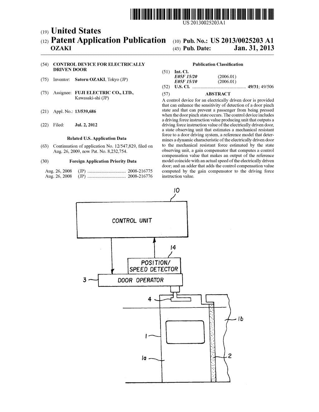 CONTROL DEVICE FOR ELECTRICALLY DRIVEN DOOR - diagram, schematic, and image 01