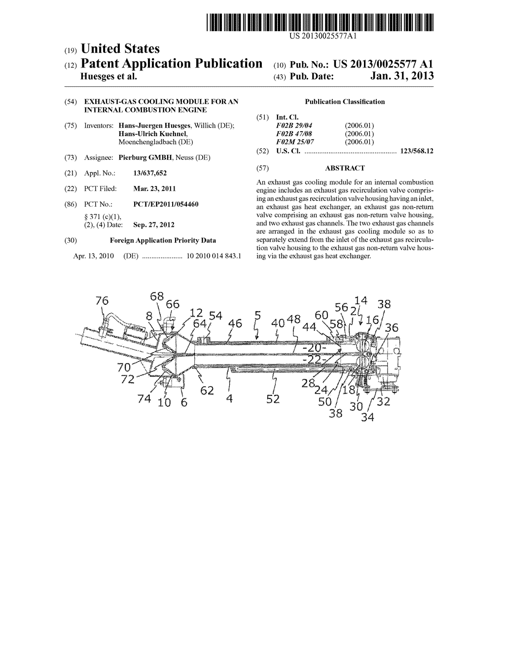 EXHAUST-GAS COOLING MODULE FOR AN INTERNAL COMBUSTION ENGINE - diagram, schematic, and image 01