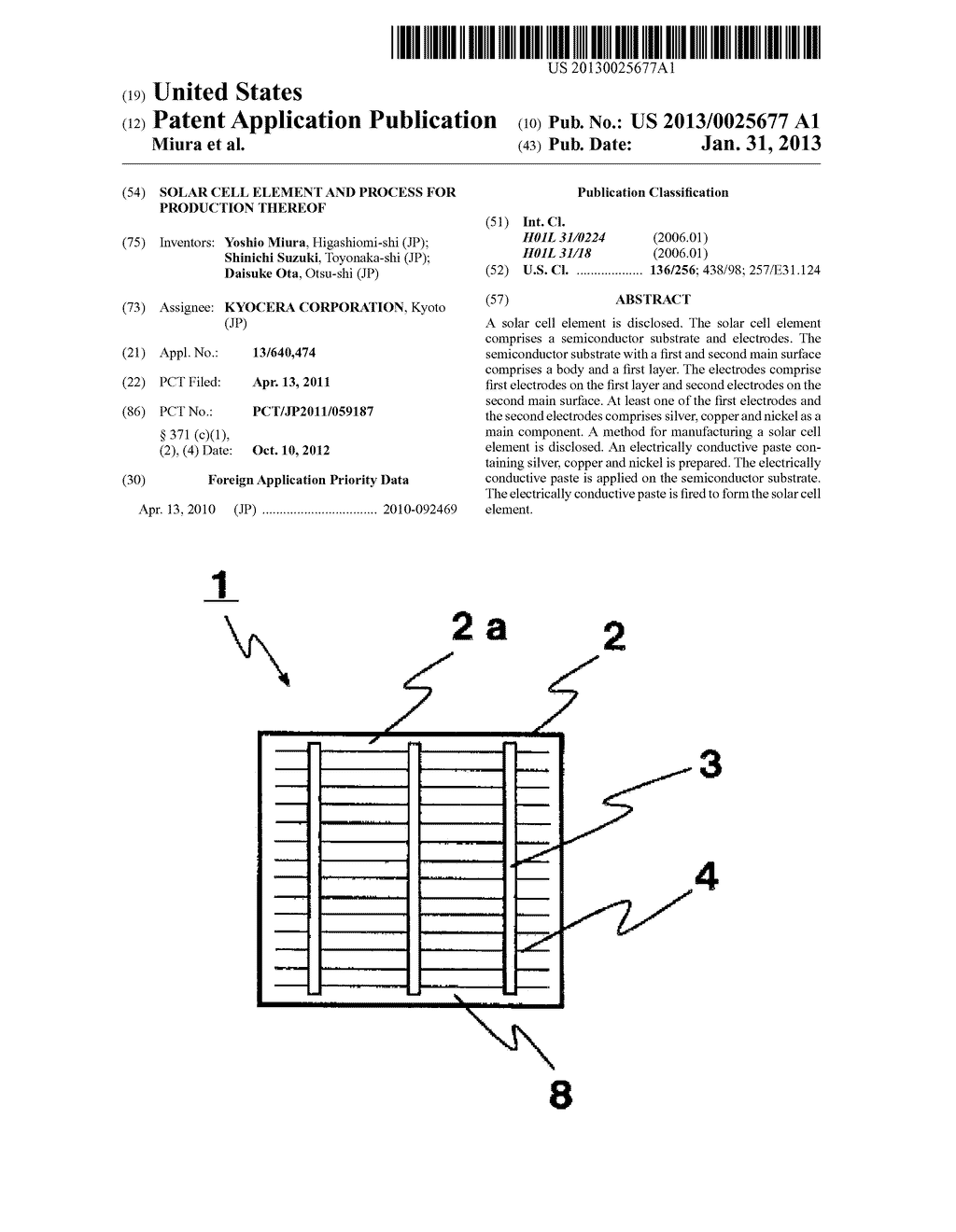 SOLAR CELL ELEMENT AND PROCESS FOR PRODUCTION THEREOF - diagram, schematic, and image 01