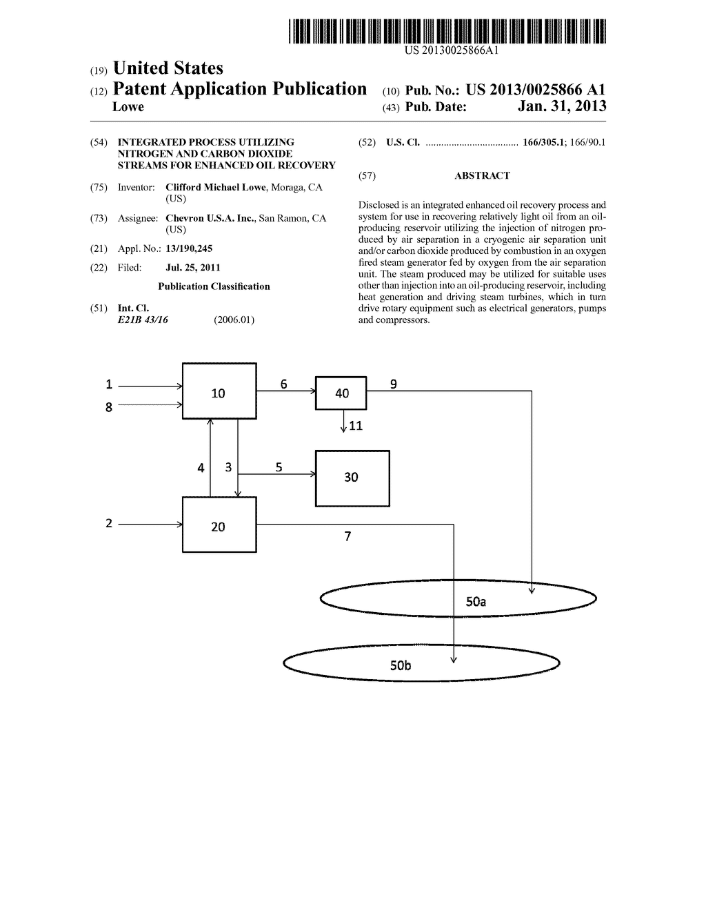 INTEGRATED PROCESS UTILIZING NITROGEN AND CARBON DIOXIDE STREAMS FOR     ENHANCED OIL RECOVERY - diagram, schematic, and image 01