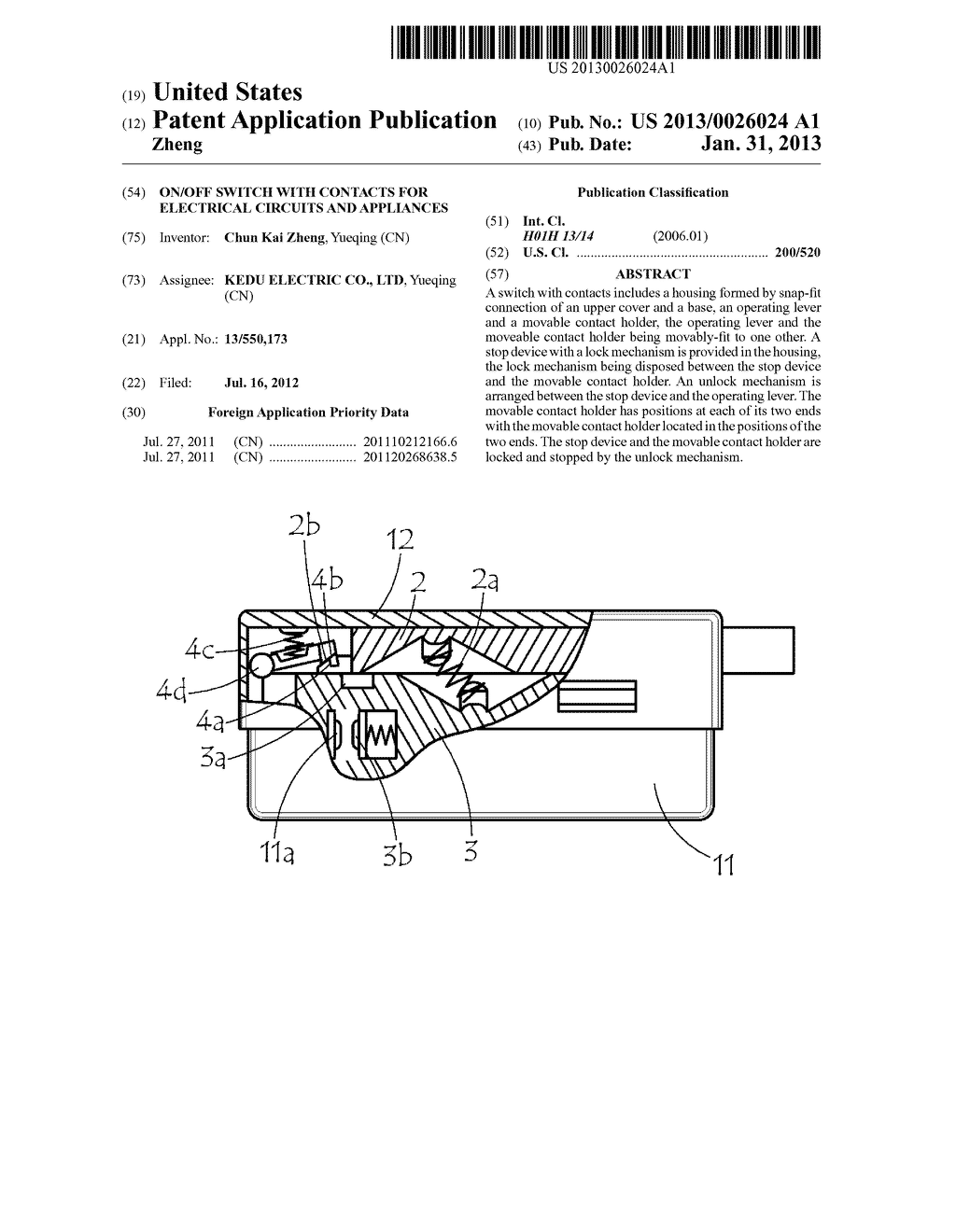 ON/OFF SWITCH WITH CONTACTS FOR ELECTRICAL CIRCUITS AND APPLIANCES - diagram, schematic, and image 01