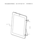 FOLDABLE BRACKET FOR EMPLACING A TABLET PERSONAL COMPUTER AND AN AUDIO     DEVICE diagram and image