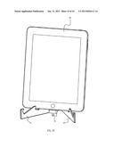 FOLDABLE BRACKET FOR EMPLACING A TABLET PERSONAL COMPUTER AND AN AUDIO     DEVICE diagram and image