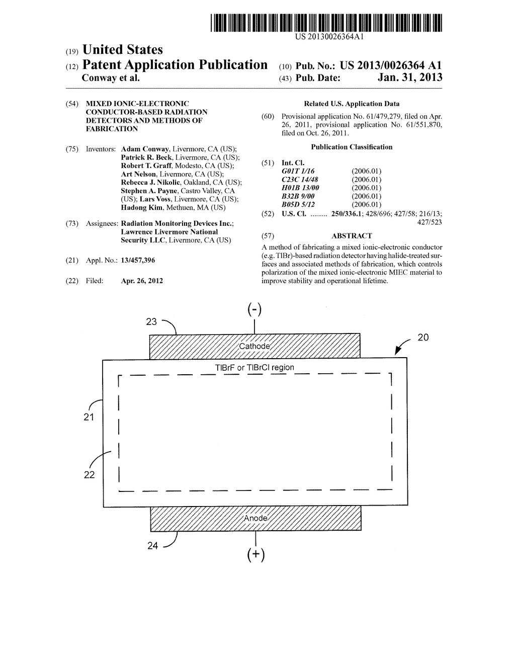 MIXED IONIC-ELECTRONIC CONDUCTOR-BASED RADIATION DETECTORS AND METHODS OF     FABRICATION - diagram, schematic, and image 01