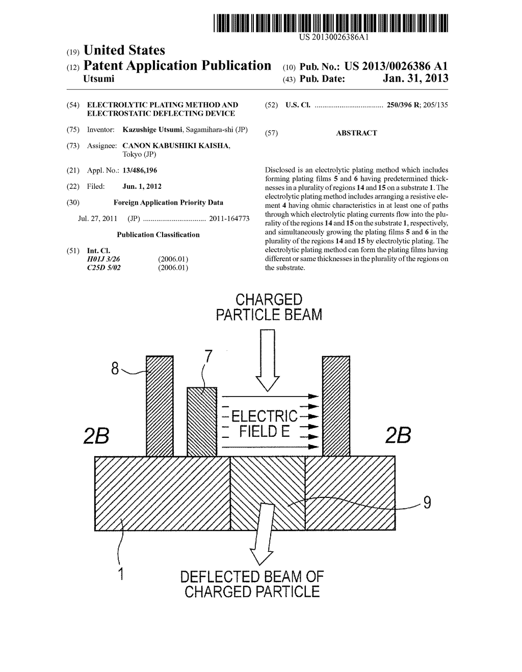 ELECTROLYTIC PLATING METHOD AND ELECTROSTATIC DEFLECTING DEVICE - diagram, schematic, and image 01