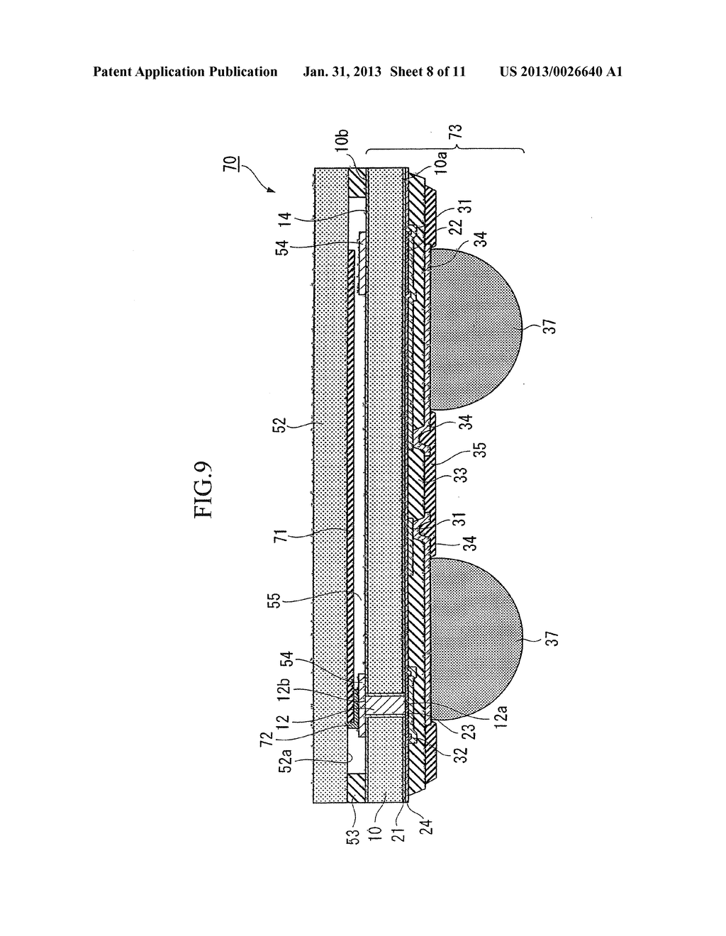 SEMICONDUCTOR DEVICE, MANUFACTURING METHOD FOR SEMICONDUCTOR DEVICE,     ELECTRONIC COMPONENT, CIRCUIT SUBSTRATE, AND ELECTRONIC APPARATUS - diagram, schematic, and image 09