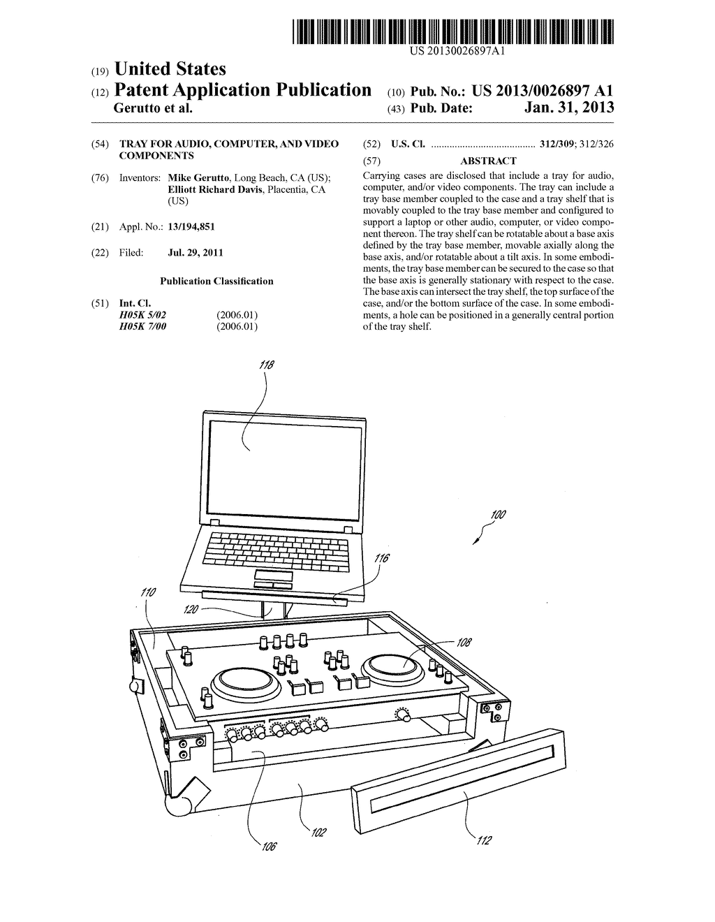 TRAY FOR AUDIO, COMPUTER, AND VIDEO COMPONENTS - diagram, schematic, and image 01