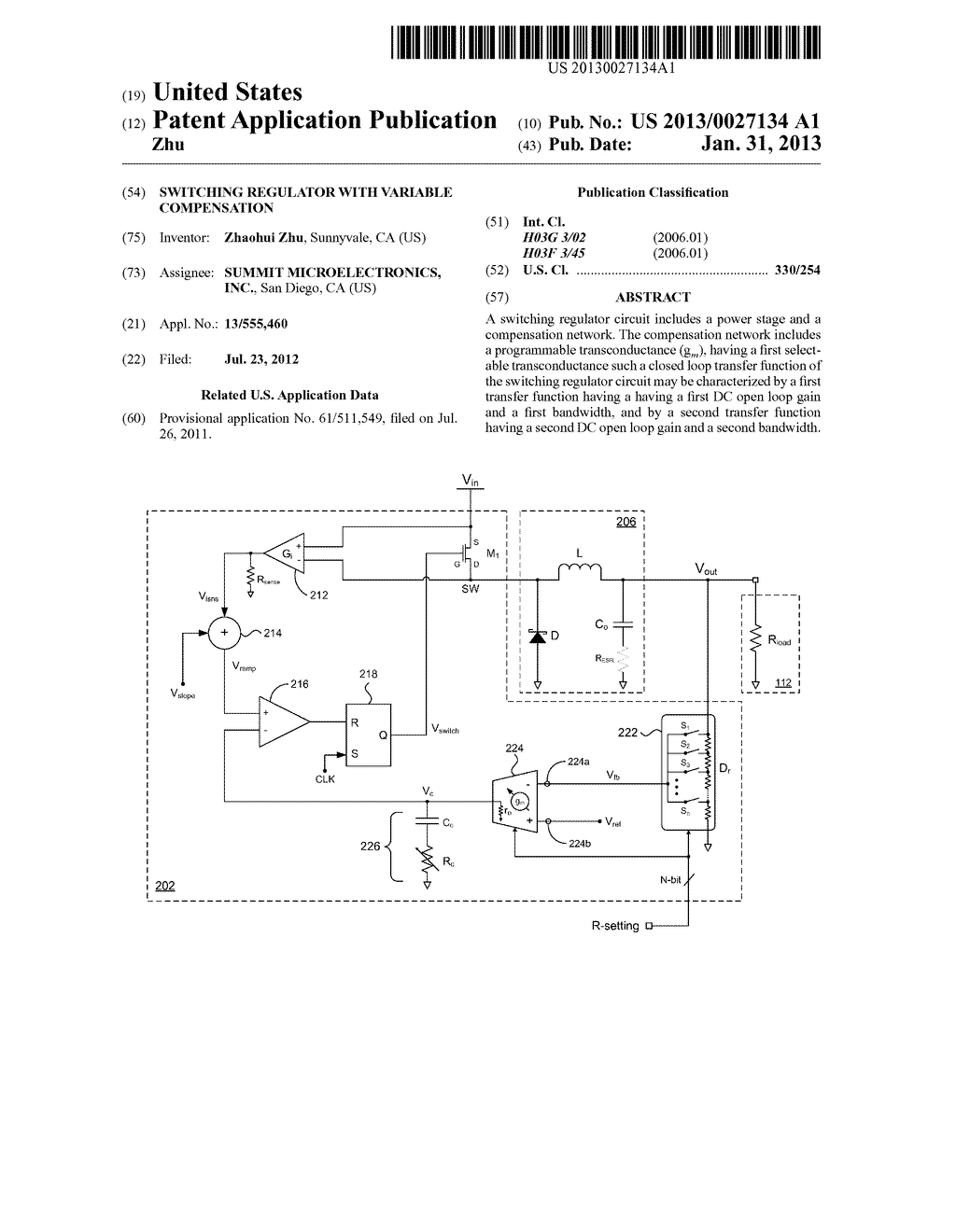 SWITCHING REGULATOR WITH VARIABLE COMPENSATION - diagram, schematic, and image 01