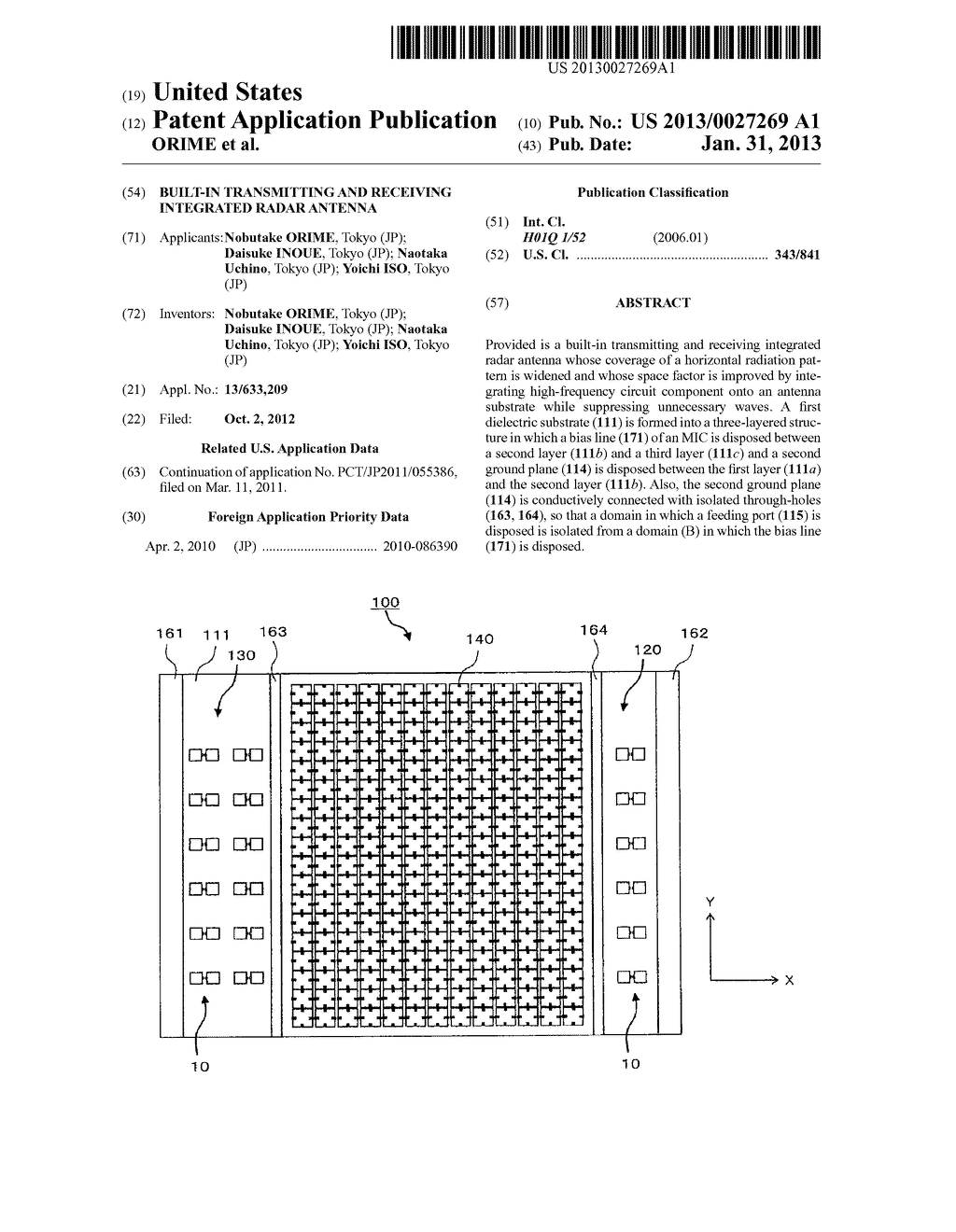 BUILT-IN TRANSMITTING AND RECEIVING INTEGRATED RADAR ANTENNA - diagram, schematic, and image 01