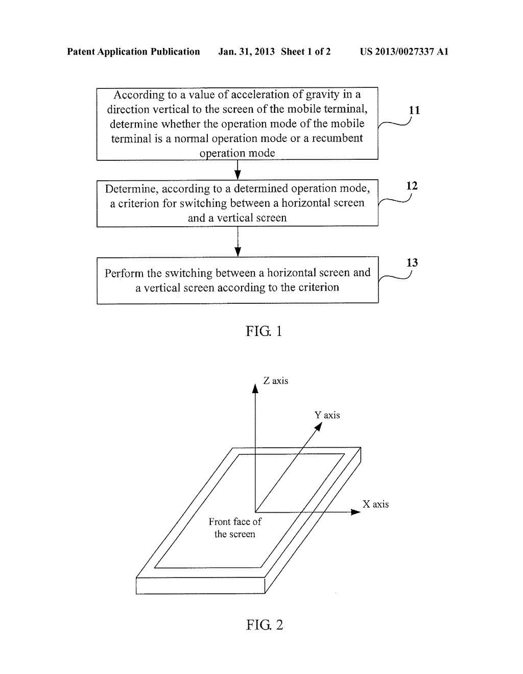 METHOD FOR SWITCHING TOUCH SCREEN OF MOBILE TERMINAL BETWEEN HORIZONTAL     SCREEN AND VERTICAL SCREEN AND MOBILE TERMINAL - diagram, schematic, and image 02