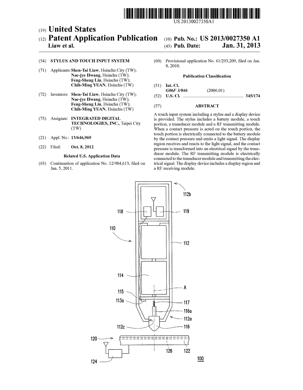 STYLUS AND TOUCH INPUT SYSTEM - diagram, schematic, and image 01