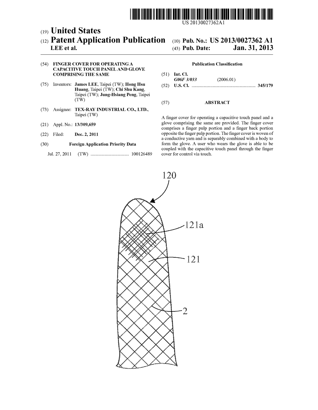 FINGER COVER FOR OPERATING A CAPACITIVE TOUCH PANEL AND GLOVE COMPRISING     THE SAME - diagram, schematic, and image 01