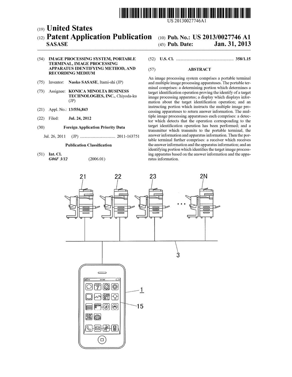 IMAGE PROCESSING SYSTEM, PORTABLE TERMINAL, IMAGE PROCESSING APPARATUS     IDENTIFYING METHOD, AND RECORDING MEDIUM - diagram, schematic, and image 01