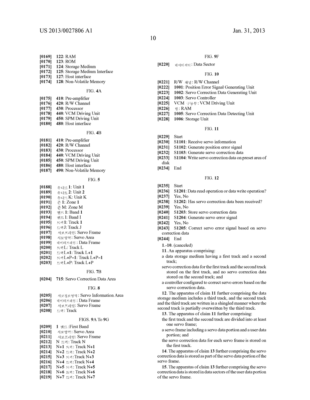 Method and apparatus for writing and using servo correction data - diagram, schematic, and image 29