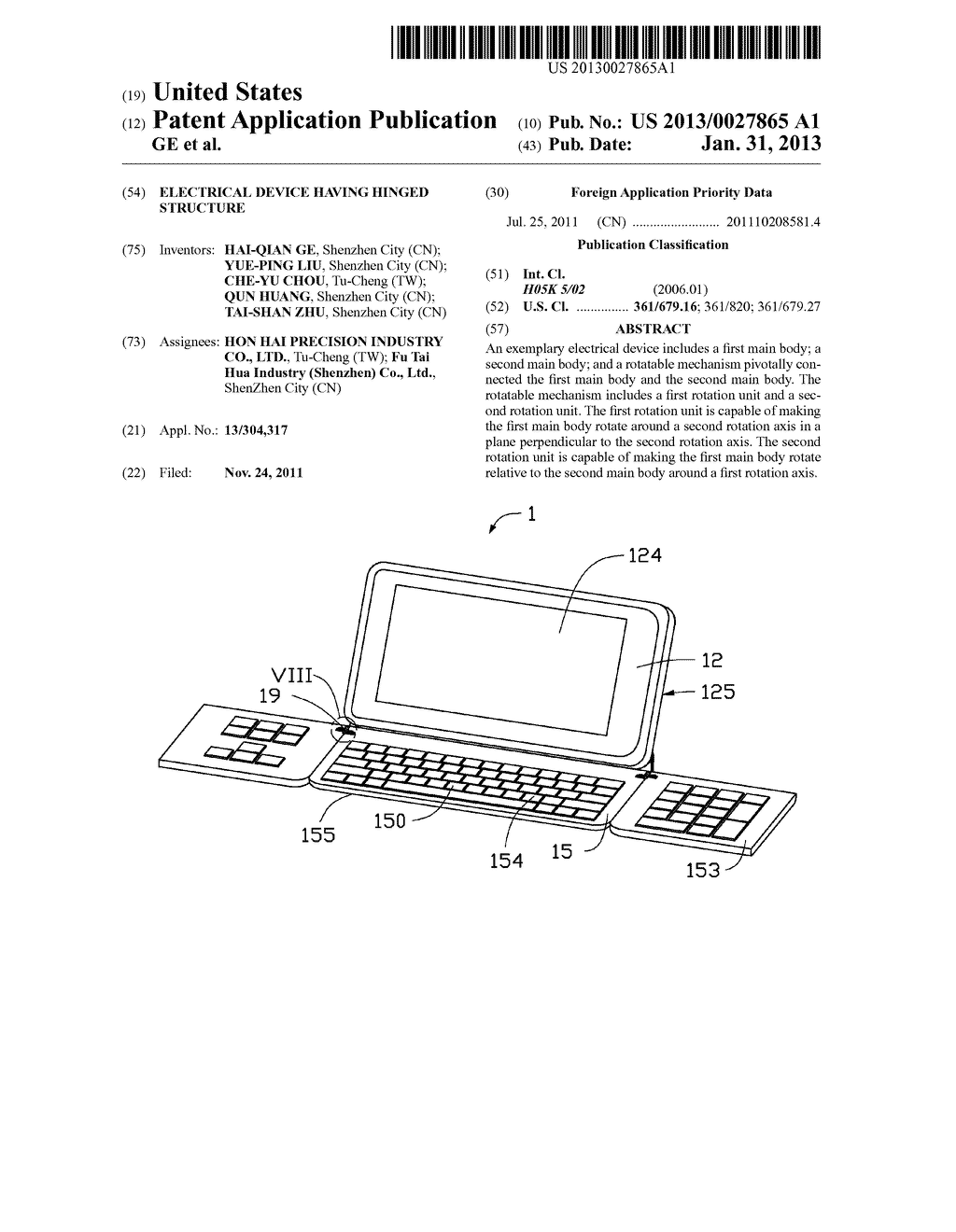 ELECTRICAL DEVICE HAVING HINGED STRUCTURE - diagram, schematic, and image 01