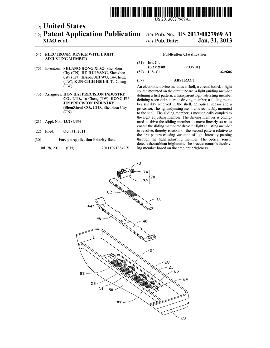 ELECTRONIC DEVICE WITH LIGHT ADJUSTING MEMBER - diagram, schematic, and image 01