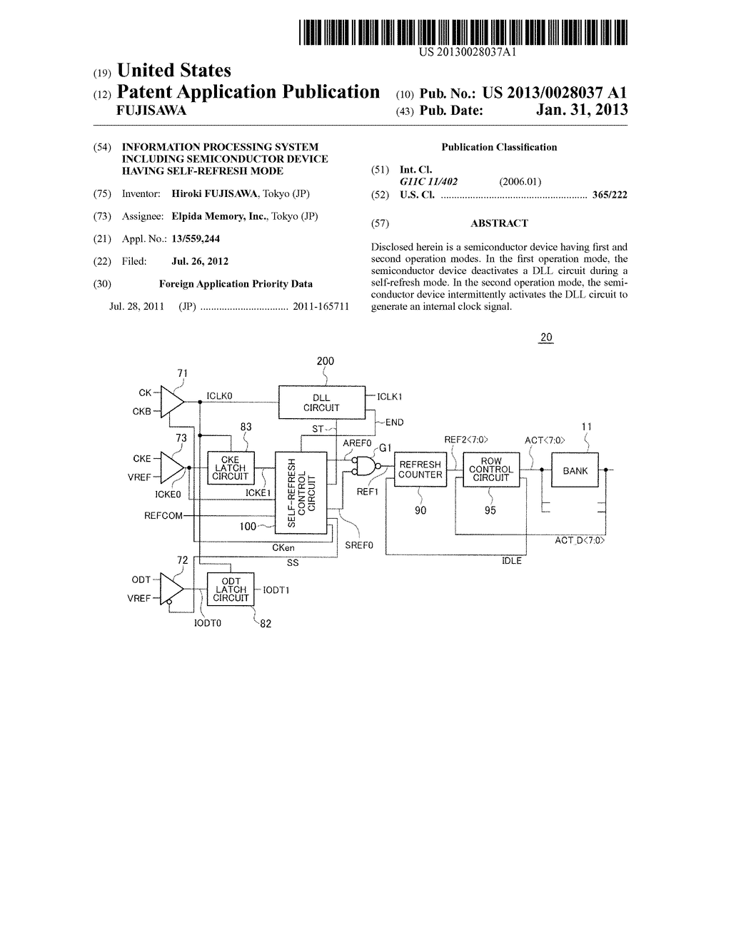 INFORMATION PROCESSING SYSTEM INCLUDING SEMICONDUCTOR DEVICE HAVING     SELF-REFRESH MODE - diagram, schematic, and image 01