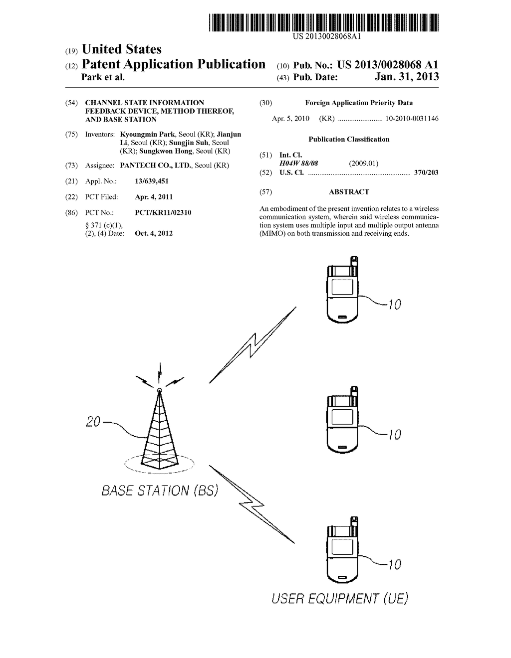 CHANNEL STATE INFORMATION FEEDBACK DEVICE, METHOD THEREOF, AND BASE     STATION - diagram, schematic, and image 01