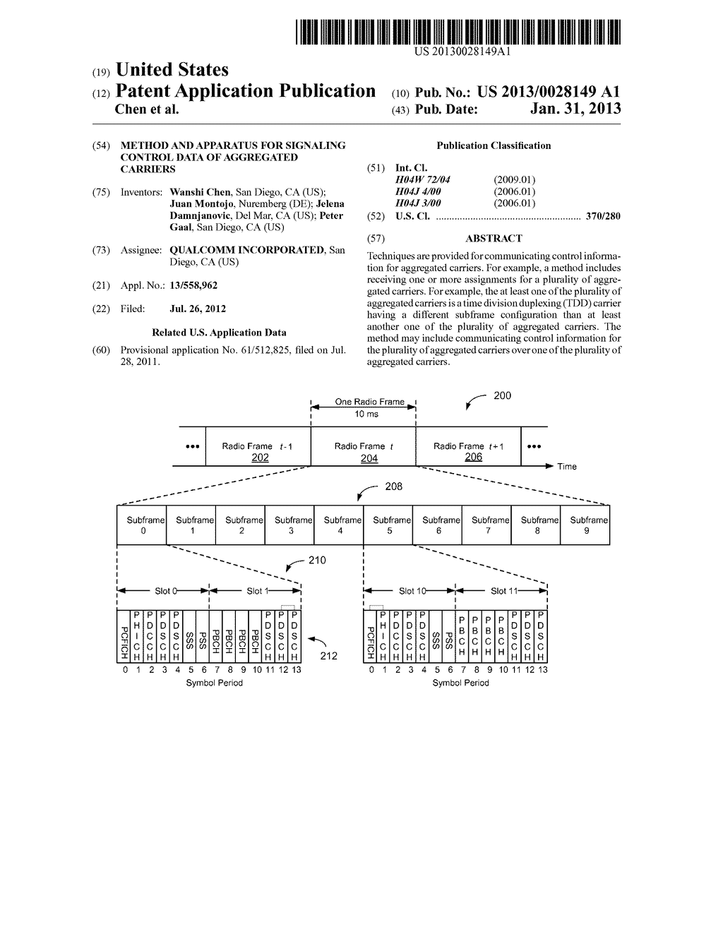 METHOD AND APPARATUS FOR SIGNALING CONTROL DATA OF AGGREGATED CARRIERS - diagram, schematic, and image 01