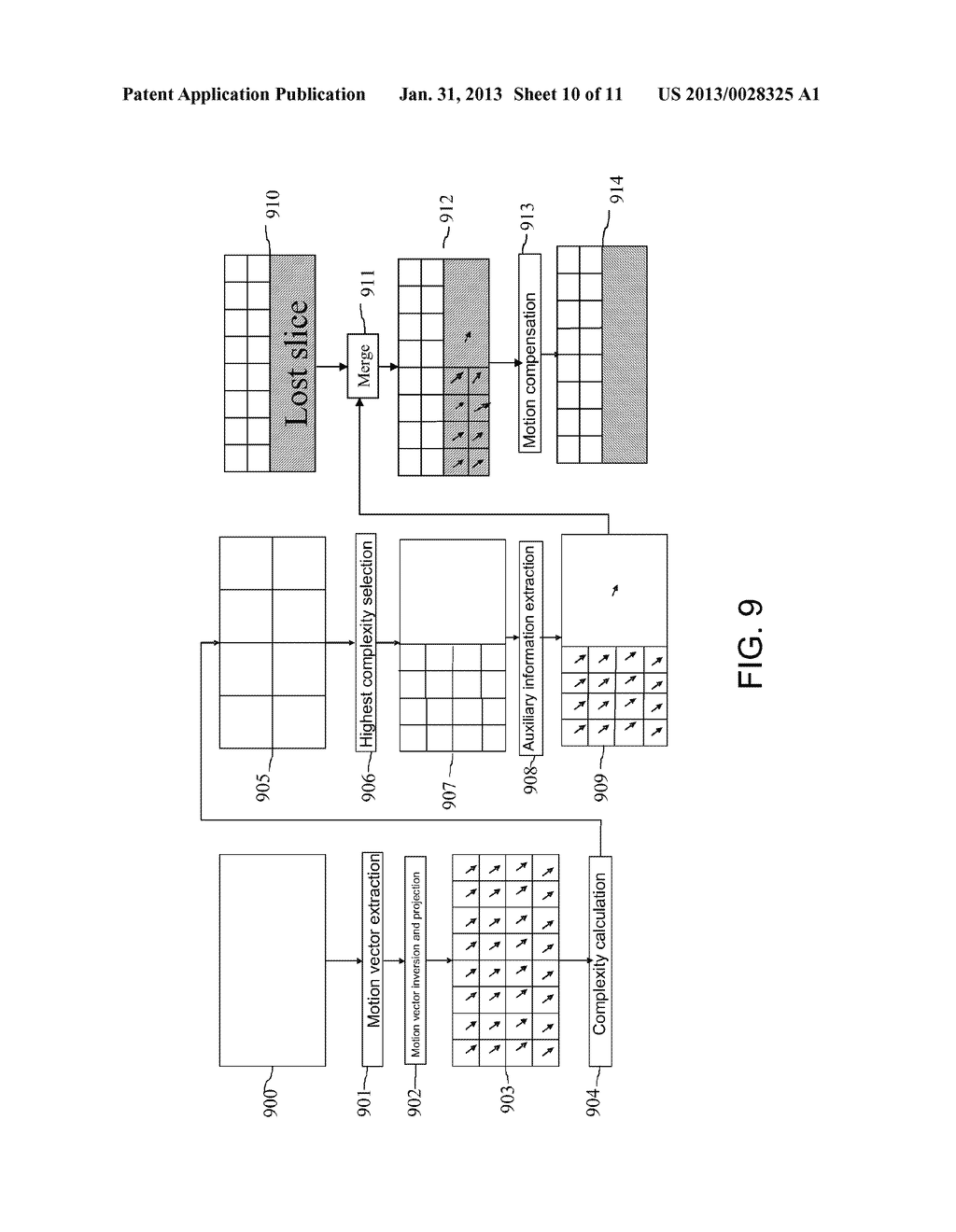 Method and device for error concealment in motion estimation of video data - diagram, schematic, and image 11