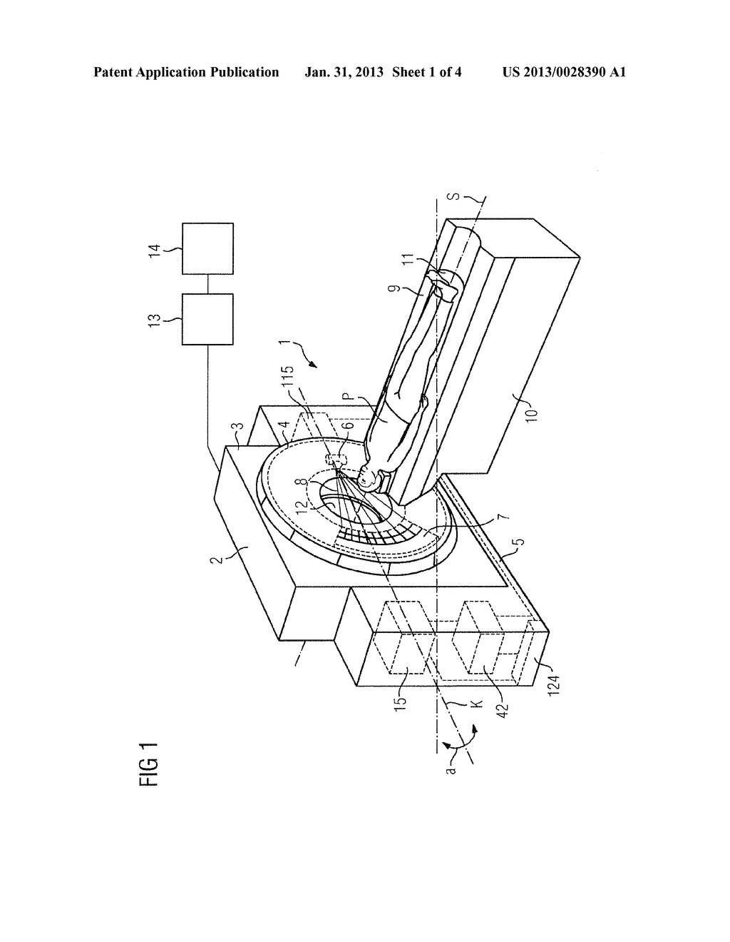 DEVICE FOR MOUNTING AND DRIVING A TILTABLE PART OF A GANTRY OF A COMPUTER     TOMOGRAPHY UNIT AND COMPUTER TOMOGRAPHY UNIT - diagram, schematic, and image 02