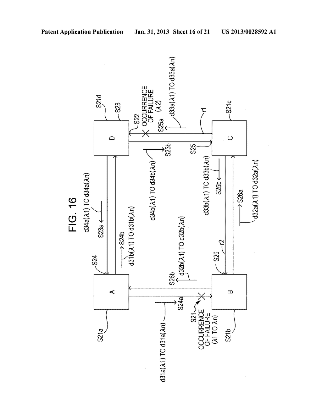 APPARATUS AND METHOD FOR SWITCHING PATHS IN A WAVELENGTH-MULTIPLEXING     NETWORK - diagram, schematic, and image 17