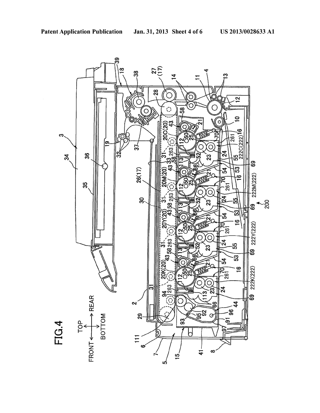 Image Forming Device Capable of Easily Detaching and Attaching Developer     Cartridge Relative to Main Casing - diagram, schematic, and image 05