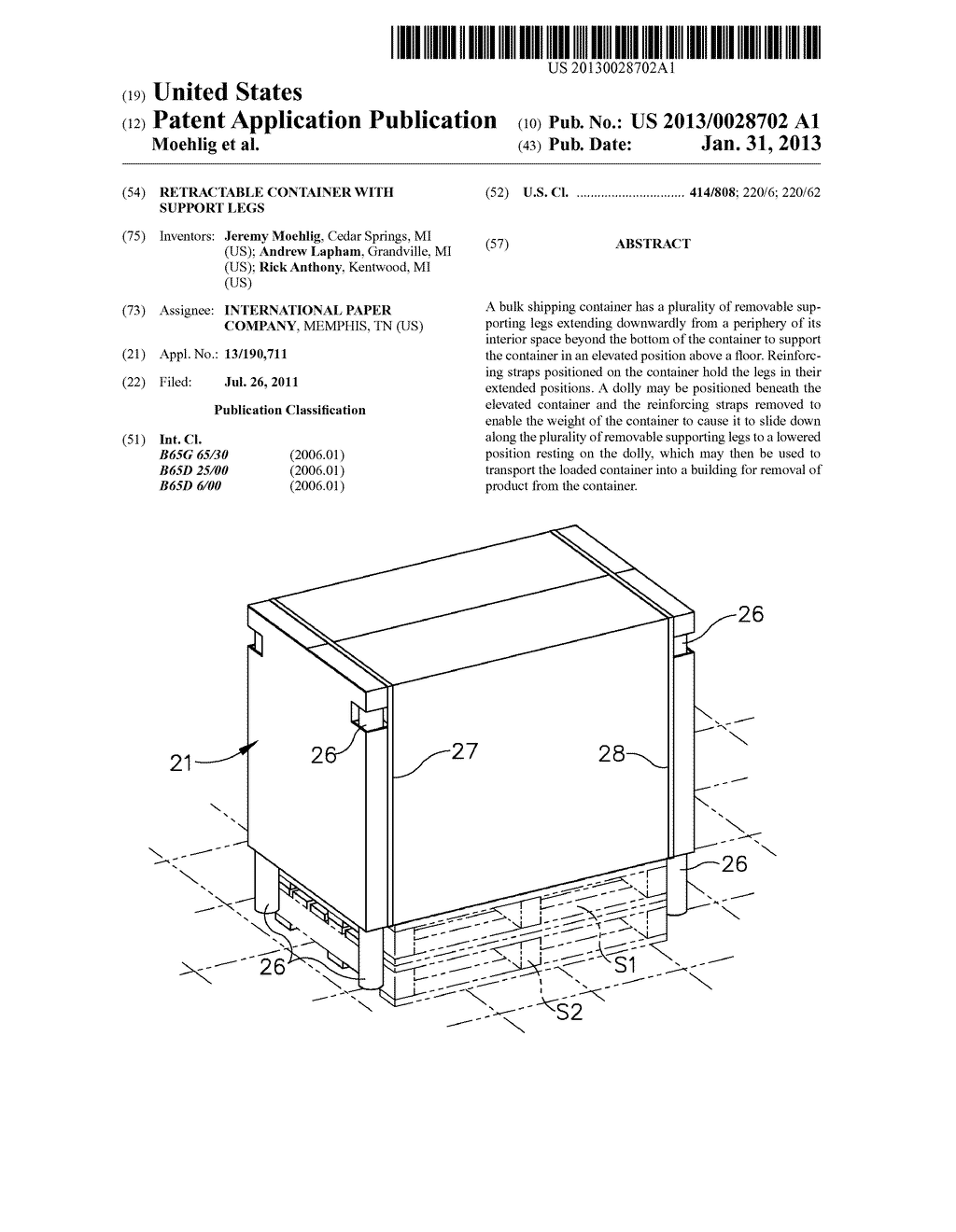 RETRACTABLE CONTAINER WITH SUPPORT LEGS - diagram, schematic, and image 01