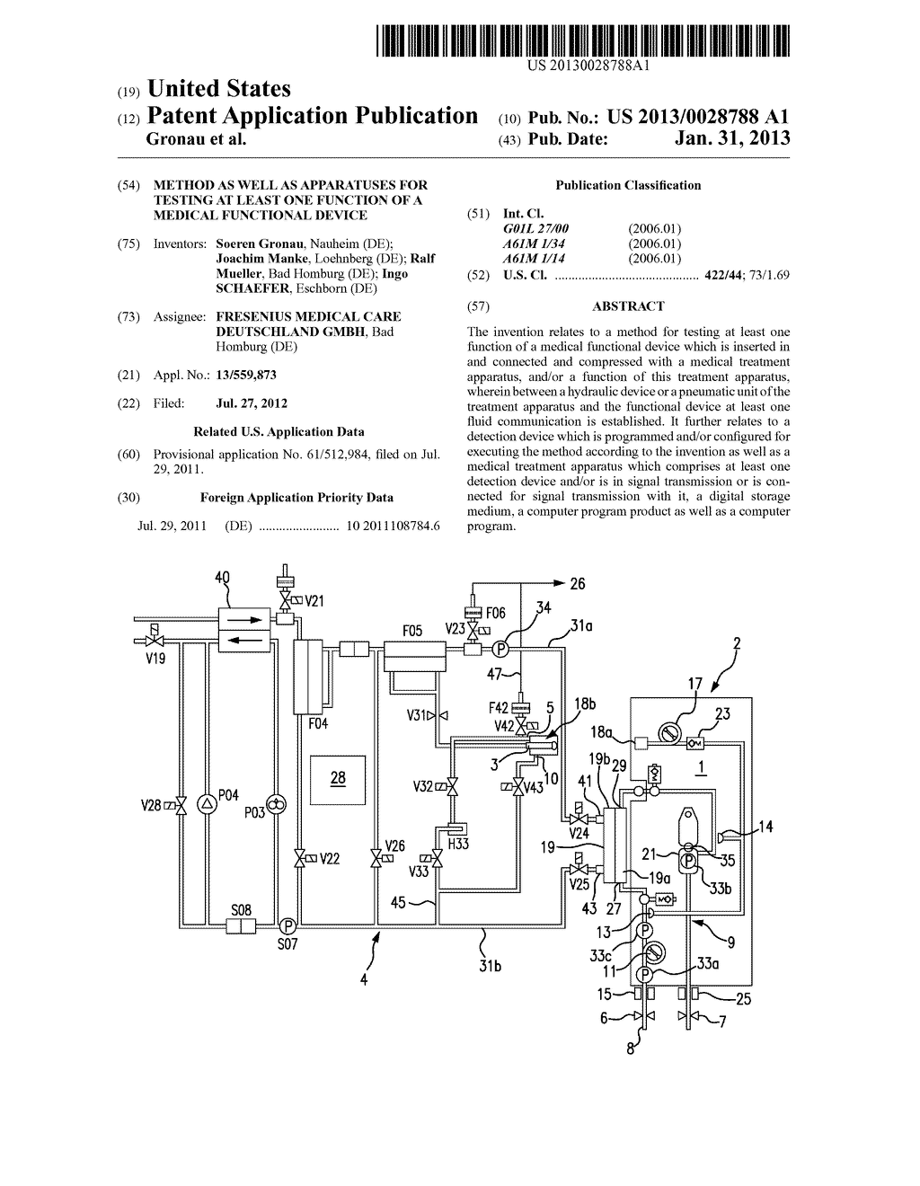 Method as well as apparatuses for testing at least one function of a     medical functional device - diagram, schematic, and image 01