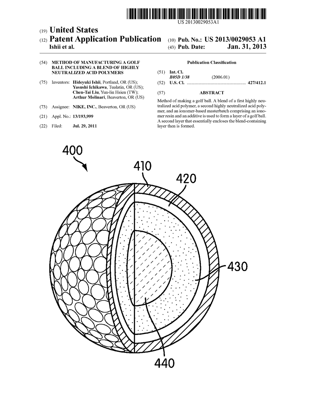 Method Of Manufacturing A Golf Ball Including A Blend Of Highly     Neutralized Acid Polymers - diagram, schematic, and image 01