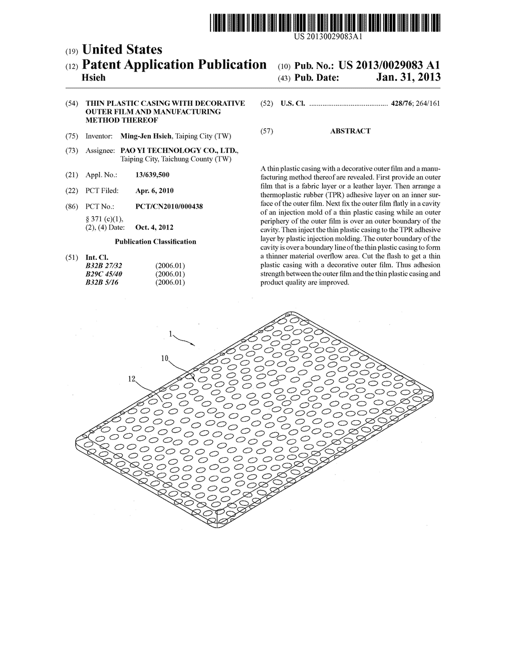 THIN PLASTIC CASING WITH DECORATIVE OUTER FILM AND MANUFACTURING METHOD     THEREOF - diagram, schematic, and image 01