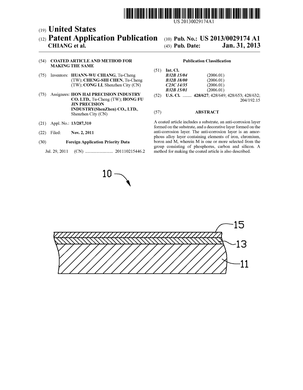 COATED ARTICLE AND METHOD FOR MAKING THE SAME - diagram, schematic, and image 01