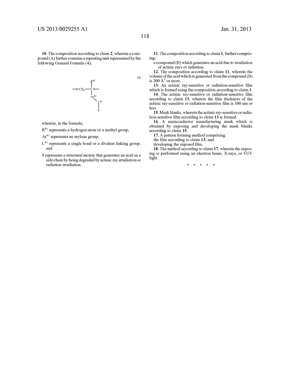 ACTINIC RAY-SENSITIVE OR RADIATION-SENSITIVE RESIN COMPOSITION, AND     ACTINIC RAY-SENSITIVE OR RADIATION-SENSITIVE FILM AND PATTERN FORMING     METHOD USING THE COMPOSITION - diagram, schematic, and image 119