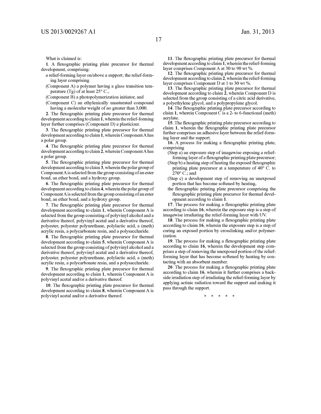 FLEXOGRAPHIC PRINTING PLATE PRECURSOR FOR THERMAL DEVELOPMENT, AND PROCESS     FOR MAKING A FLEXOGRAPHIC PRINTING PLATE - diagram, schematic, and image 18